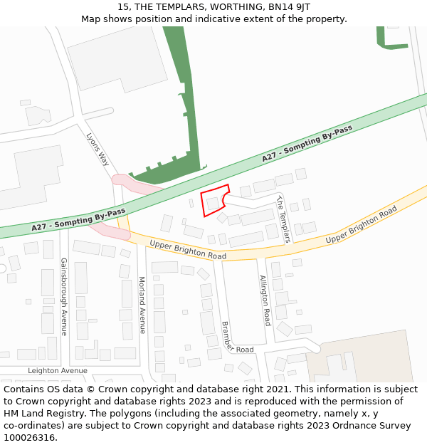 15, THE TEMPLARS, WORTHING, BN14 9JT: Location map and indicative extent of plot