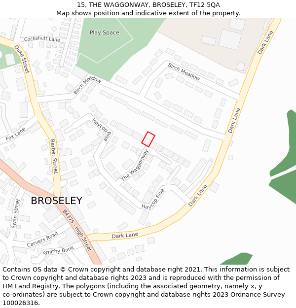 15, THE WAGGONWAY, BROSELEY, TF12 5QA: Location map and indicative extent of plot