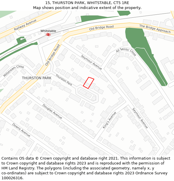 15, THURSTON PARK, WHITSTABLE, CT5 1RE: Location map and indicative extent of plot