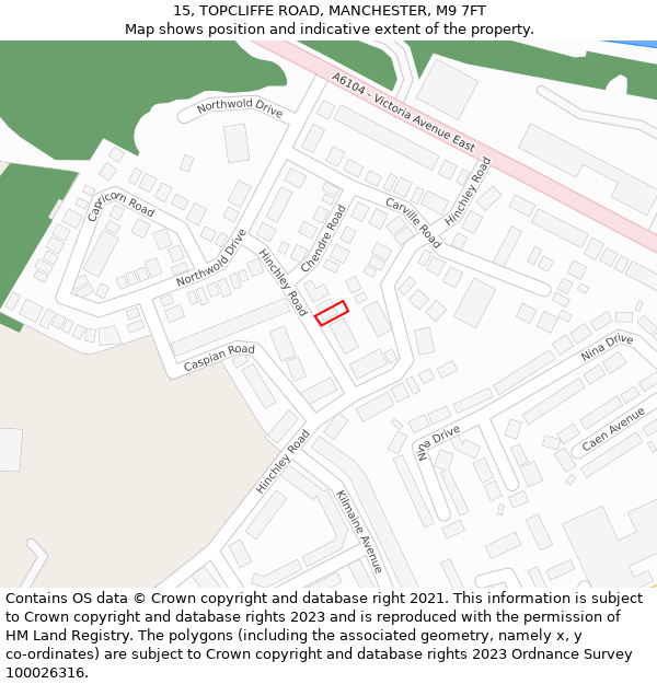 15, TOPCLIFFE ROAD, MANCHESTER, M9 7FT: Location map and indicative extent of plot