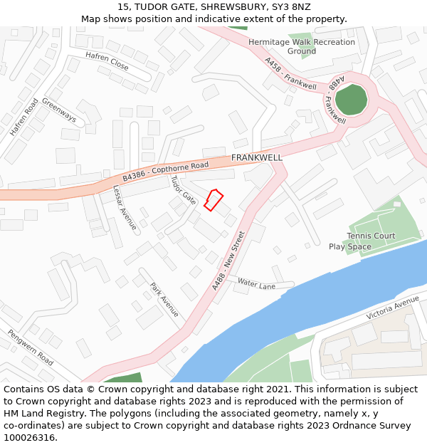 15, TUDOR GATE, SHREWSBURY, SY3 8NZ: Location map and indicative extent of plot