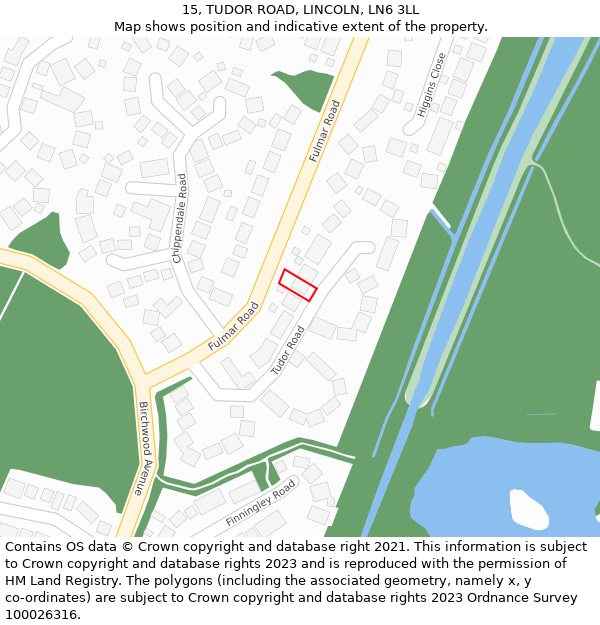 15, TUDOR ROAD, LINCOLN, LN6 3LL: Location map and indicative extent of plot