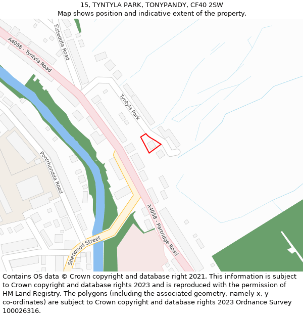 15, TYNTYLA PARK, TONYPANDY, CF40 2SW: Location map and indicative extent of plot