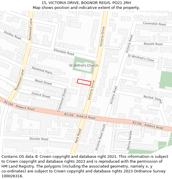 15, VICTORIA DRIVE, BOGNOR REGIS, PO21 2RH: Location map and indicative extent of plot