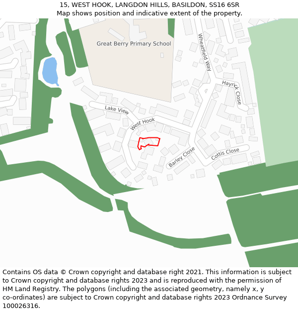 15, WEST HOOK, LANGDON HILLS, BASILDON, SS16 6SR: Location map and indicative extent of plot
