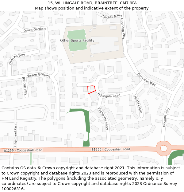 15, WILLINGALE ROAD, BRAINTREE, CM7 9FA: Location map and indicative extent of plot