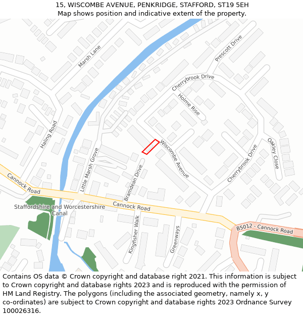 15, WISCOMBE AVENUE, PENKRIDGE, STAFFORD, ST19 5EH: Location map and indicative extent of plot