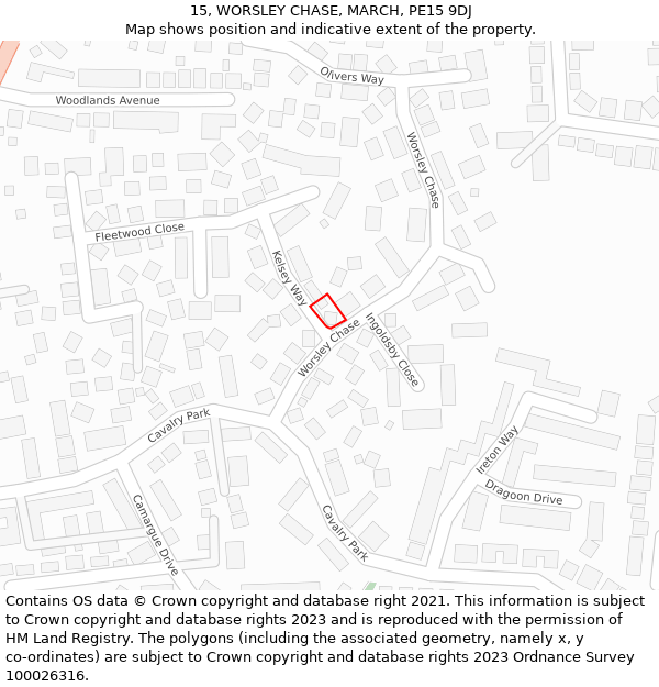 15, WORSLEY CHASE, MARCH, PE15 9DJ: Location map and indicative extent of plot