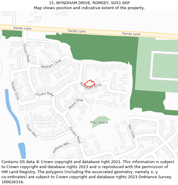 15, WYNDHAM DRIVE, ROMSEY, SO51 0AP: Location map and indicative extent of plot