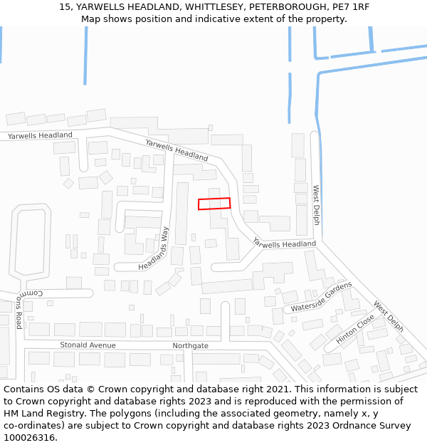 15, YARWELLS HEADLAND, WHITTLESEY, PETERBOROUGH, PE7 1RF: Location map and indicative extent of plot