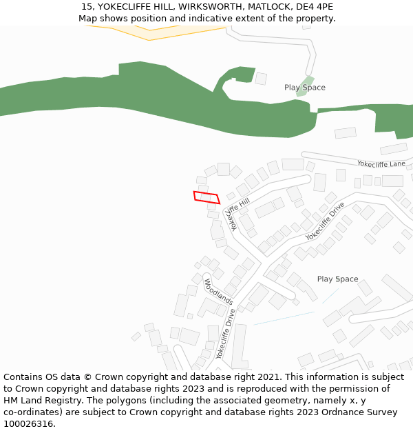 15, YOKECLIFFE HILL, WIRKSWORTH, MATLOCK, DE4 4PE: Location map and indicative extent of plot