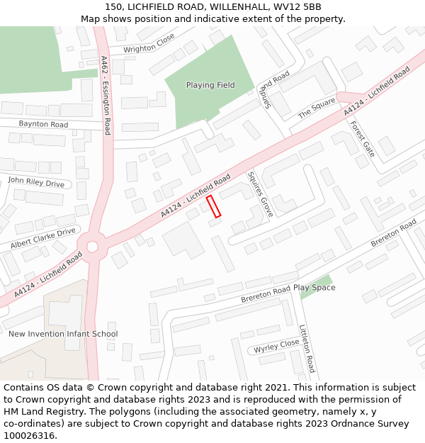 150, LICHFIELD ROAD, WILLENHALL, WV12 5BB: Location map and indicative extent of plot