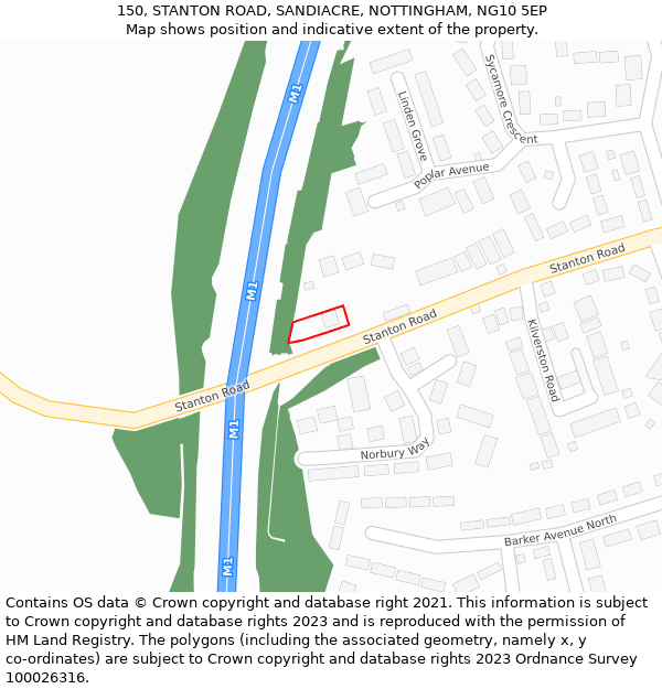 150, STANTON ROAD, SANDIACRE, NOTTINGHAM, NG10 5EP: Location map and indicative extent of plot