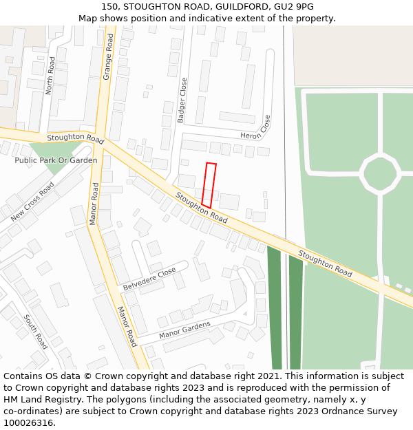 150, STOUGHTON ROAD, GUILDFORD, GU2 9PG: Location map and indicative extent of plot