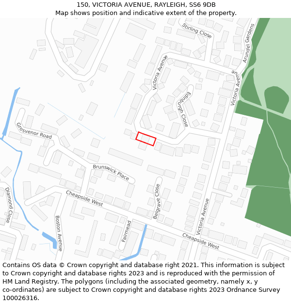 150, VICTORIA AVENUE, RAYLEIGH, SS6 9DB: Location map and indicative extent of plot