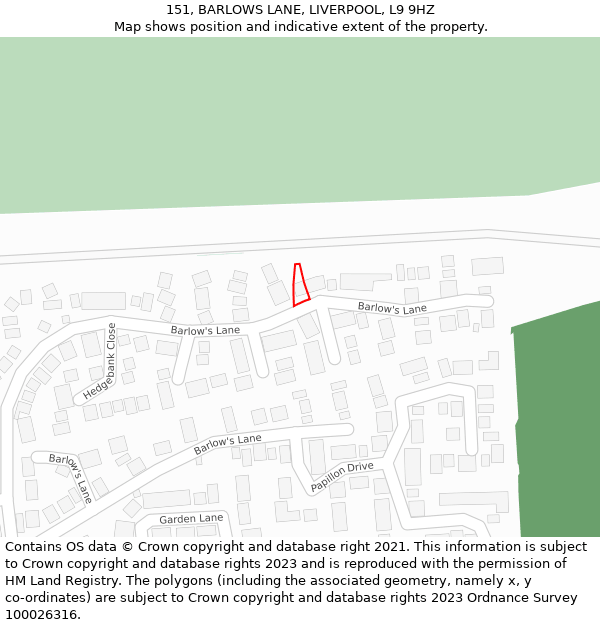 151, BARLOWS LANE, LIVERPOOL, L9 9HZ: Location map and indicative extent of plot