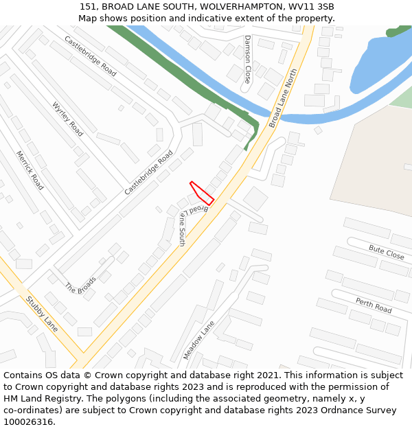 151, BROAD LANE SOUTH, WOLVERHAMPTON, WV11 3SB: Location map and indicative extent of plot