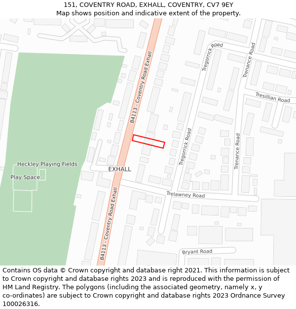 151, COVENTRY ROAD, EXHALL, COVENTRY, CV7 9EY: Location map and indicative extent of plot