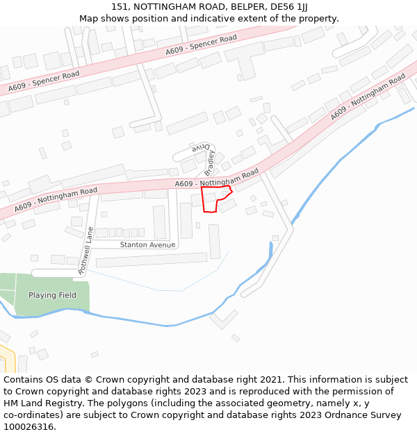 151, NOTTINGHAM ROAD, BELPER, DE56 1JJ: Location map and indicative extent of plot
