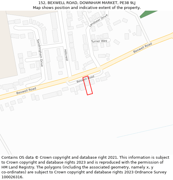 152, BEXWELL ROAD, DOWNHAM MARKET, PE38 9LJ: Location map and indicative extent of plot