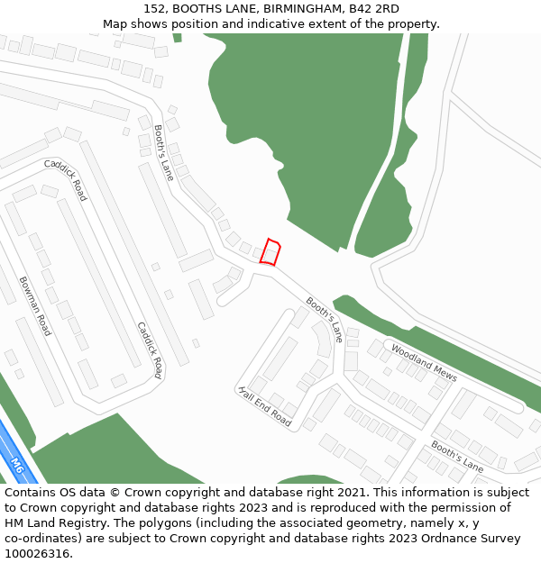 152, BOOTHS LANE, BIRMINGHAM, B42 2RD: Location map and indicative extent of plot