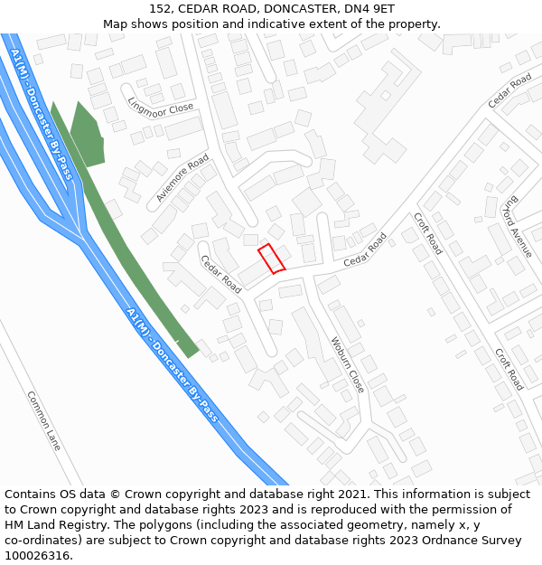 152, CEDAR ROAD, DONCASTER, DN4 9ET: Location map and indicative extent of plot