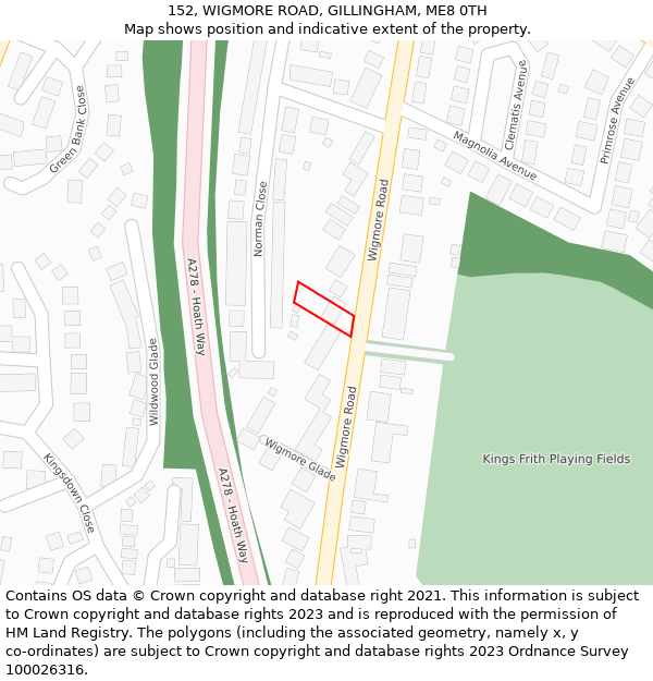 152, WIGMORE ROAD, GILLINGHAM, ME8 0TH: Location map and indicative extent of plot