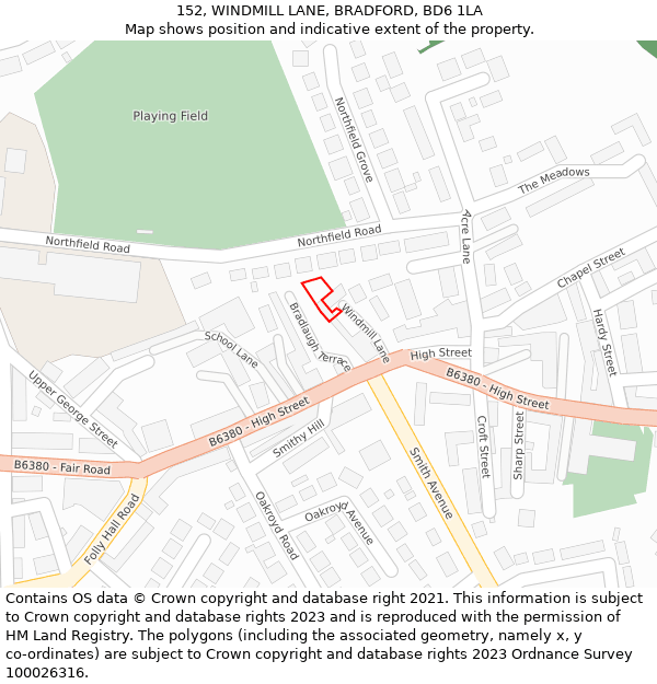 152, WINDMILL LANE, BRADFORD, BD6 1LA: Location map and indicative extent of plot