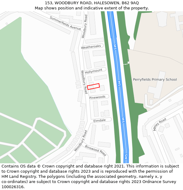 153, WOODBURY ROAD, HALESOWEN, B62 9AQ: Location map and indicative extent of plot