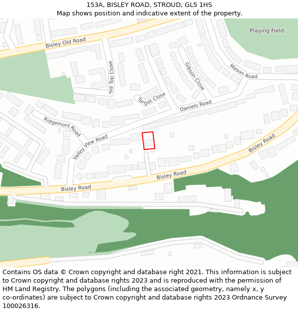 153A, BISLEY ROAD, STROUD, GL5 1HS: Location map and indicative extent of plot