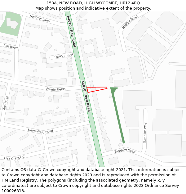 153A, NEW ROAD, HIGH WYCOMBE, HP12 4RQ: Location map and indicative extent of plot