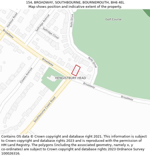 154, BROADWAY, SOUTHBOURNE, BOURNEMOUTH, BH6 4EL: Location map and indicative extent of plot