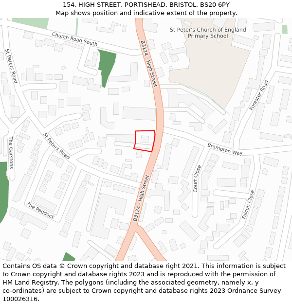 154, HIGH STREET, PORTISHEAD, BRISTOL, BS20 6PY: Location map and indicative extent of plot