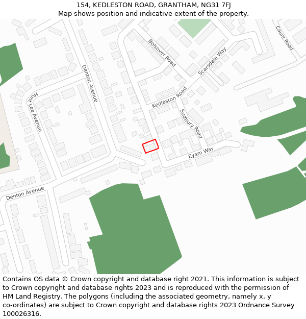 154, KEDLESTON ROAD, GRANTHAM, NG31 7FJ: Location map and indicative extent of plot