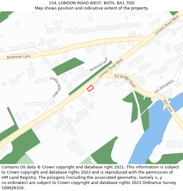 154, LONDON ROAD WEST, BATH, BA1 7DD: Location map and indicative extent of plot