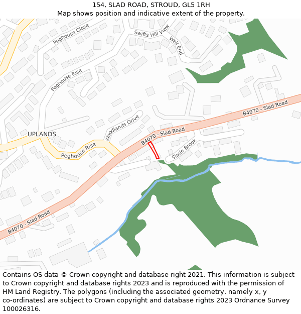 154, SLAD ROAD, STROUD, GL5 1RH: Location map and indicative extent of plot