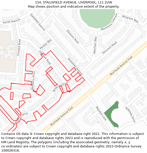 154, STALISFIELD AVENUE, LIVERPOOL, L11 2UW: Location map and indicative extent of plot
