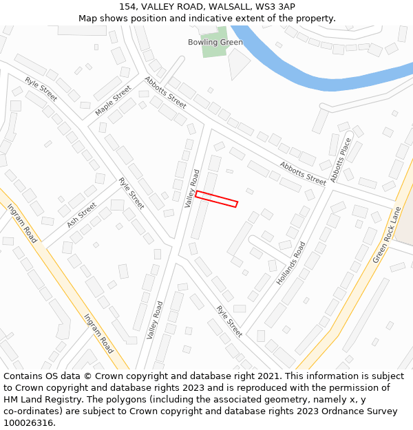 154, VALLEY ROAD, WALSALL, WS3 3AP: Location map and indicative extent of plot
