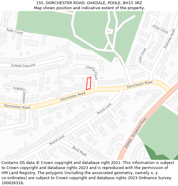 155, DORCHESTER ROAD, OAKDALE, POOLE, BH15 3RZ: Location map and indicative extent of plot