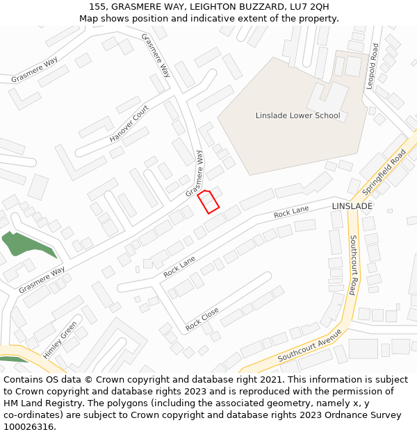 155, GRASMERE WAY, LEIGHTON BUZZARD, LU7 2QH: Location map and indicative extent of plot