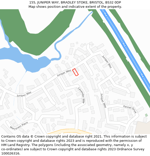 155, JUNIPER WAY, BRADLEY STOKE, BRISTOL, BS32 0DP: Location map and indicative extent of plot