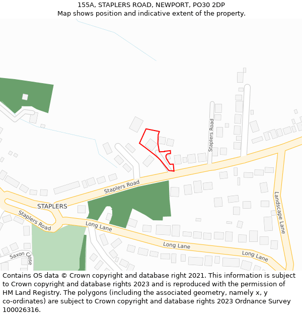 155A, STAPLERS ROAD, NEWPORT, PO30 2DP: Location map and indicative extent of plot