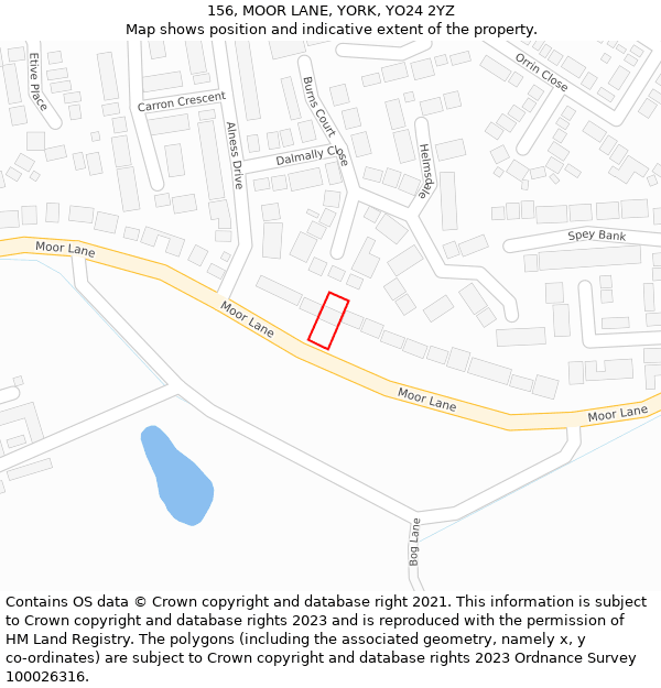 156, MOOR LANE, YORK, YO24 2YZ: Location map and indicative extent of plot
