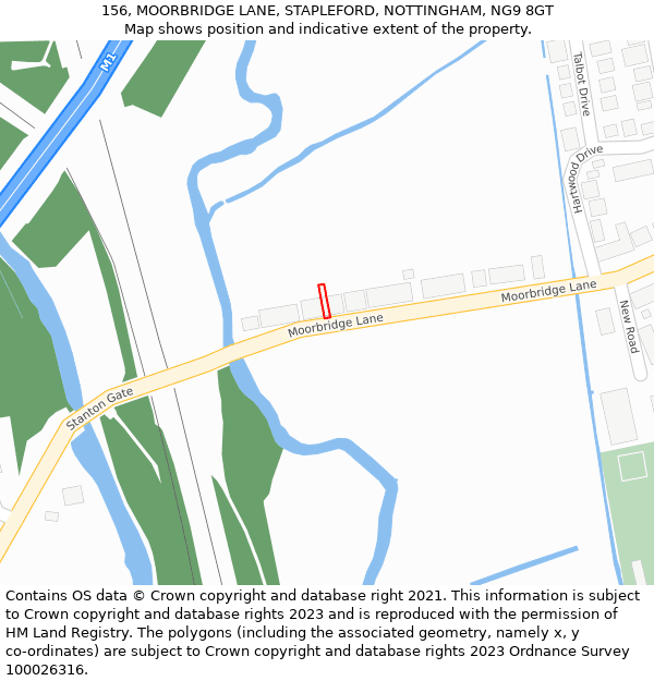 156, MOORBRIDGE LANE, STAPLEFORD, NOTTINGHAM, NG9 8GT: Location map and indicative extent of plot