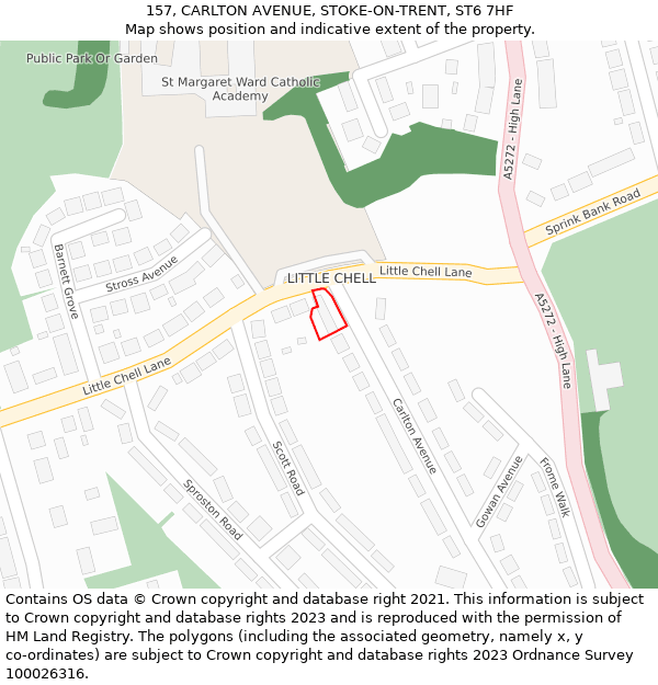 157, CARLTON AVENUE, STOKE-ON-TRENT, ST6 7HF: Location map and indicative extent of plot