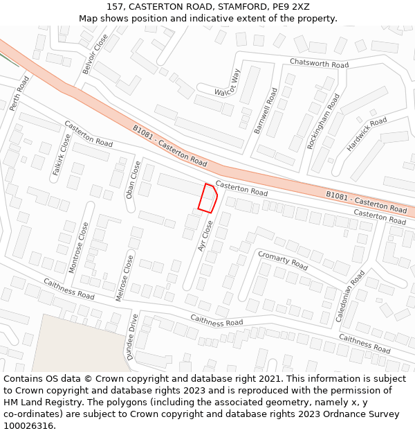 157, CASTERTON ROAD, STAMFORD, PE9 2XZ: Location map and indicative extent of plot