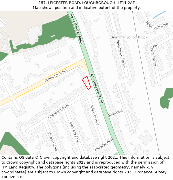 157, LEICESTER ROAD, LOUGHBOROUGH, LE11 2AF: Location map and indicative extent of plot