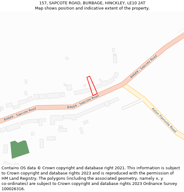 157, SAPCOTE ROAD, BURBAGE, HINCKLEY, LE10 2AT: Location map and indicative extent of plot