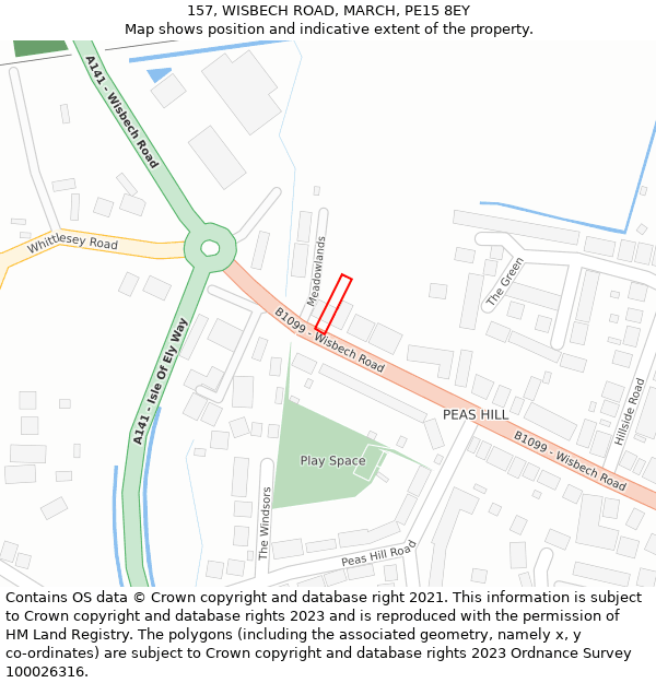 157, WISBECH ROAD, MARCH, PE15 8EY: Location map and indicative extent of plot