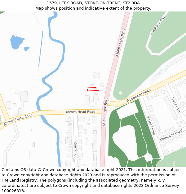 1579, LEEK ROAD, STOKE-ON-TRENT, ST2 8DA: Location map and indicative extent of plot